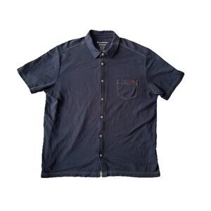 Tommy Bahama Blue Emfielder Island Zone Knit Camp Shirt Mens XL Supima Short Slv